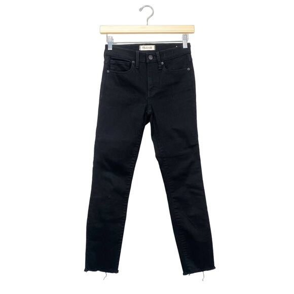 Madewell 9" Mid-Rise Skinny Crop Jeans in ISKO Stay Black Raw-Hem 24 - Picture 2 of 9